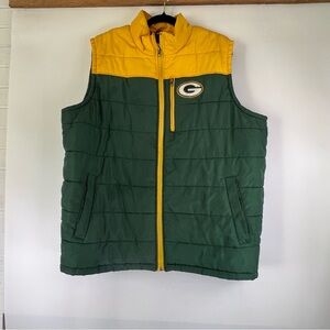 NFL Green Bay Packers Yellow Green Puffer Vest Jacket Wisconsin Sportswear